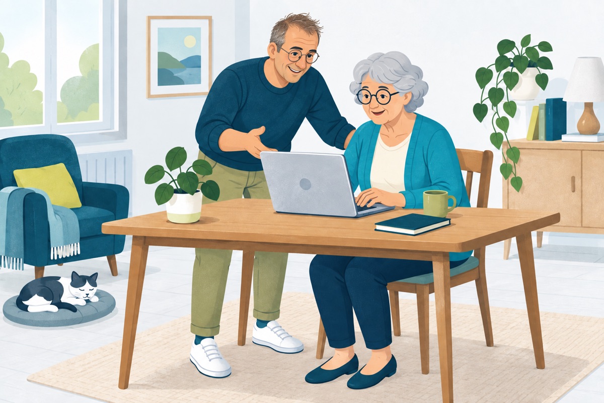 Illustration d’un cours informatique individuel à domicile.